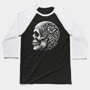 floral skull Baseball T-Shirt